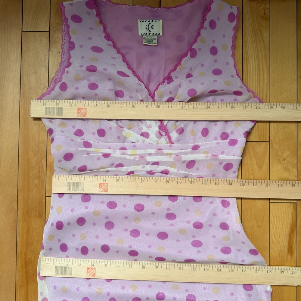 vintage pink polka dot silk slip dress y2k - Picture 7 of 12